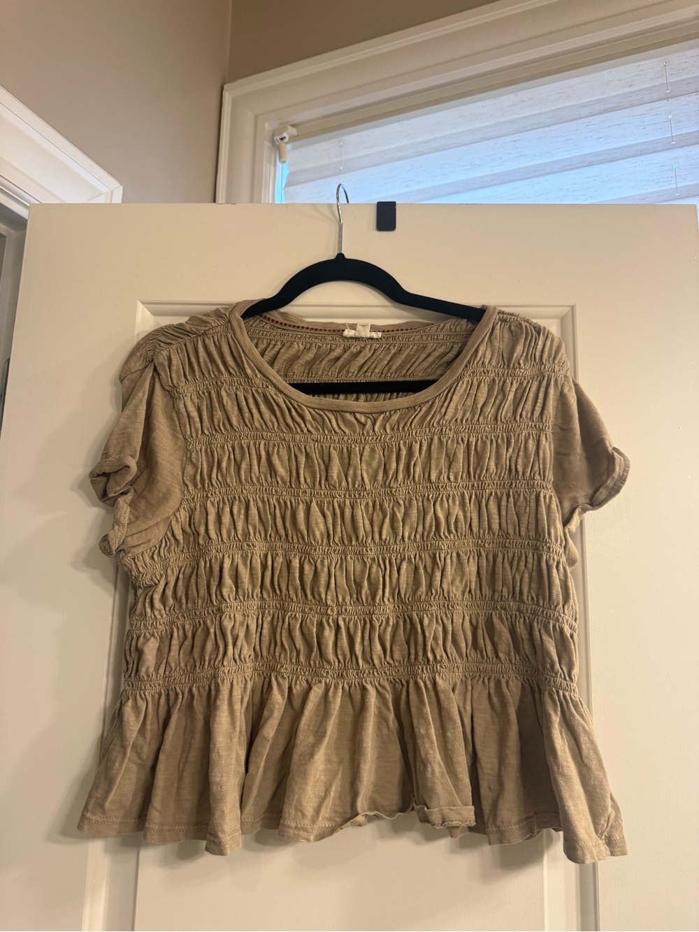 Pilcro Taupe Short Sleeve Top from Anthropology